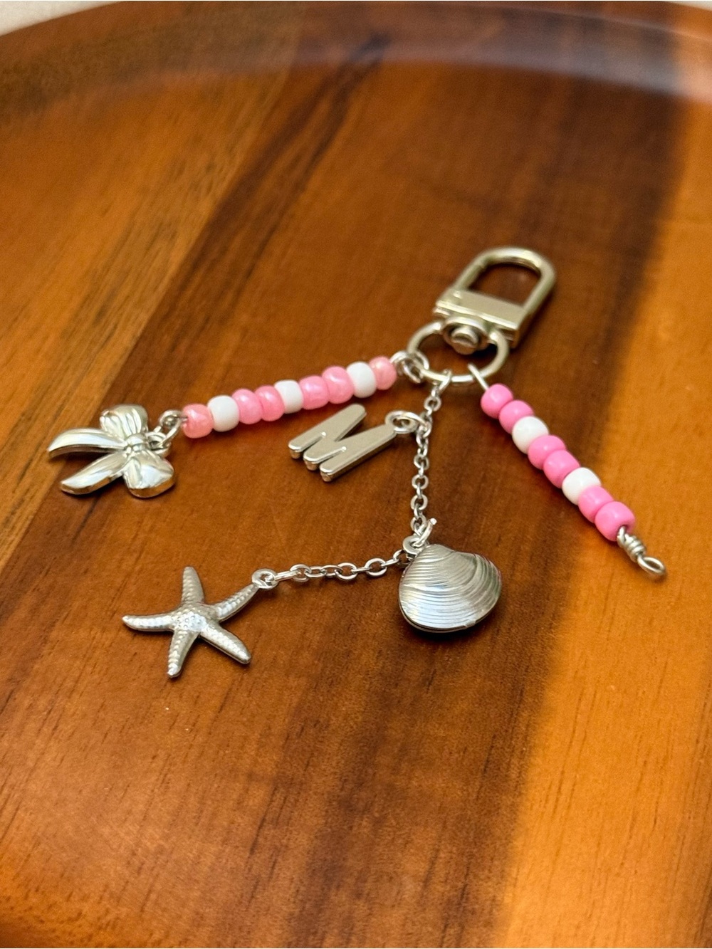 Personalized Beachy Beaded Keychain | Custom Initial Bag Charm
